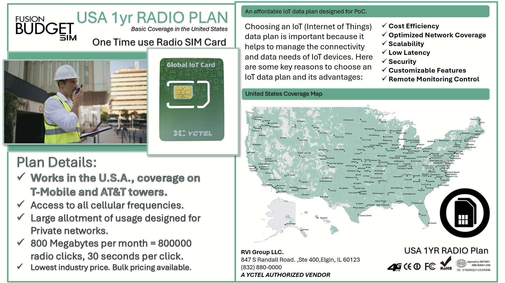 Fusion eSIM 1 Year Budget SIM Plan for PoC Radios