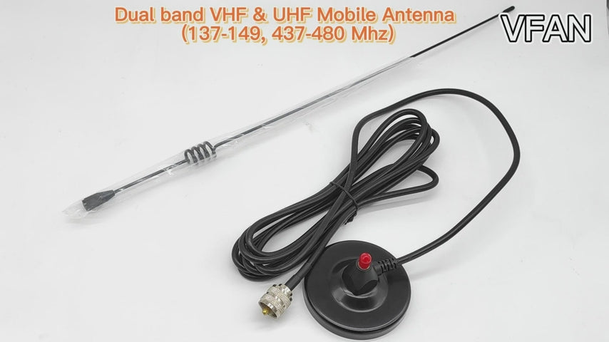 VFAN Dual-Band VHF UHF Mobile Ham Radio Antenna Mag Mount PL-259
